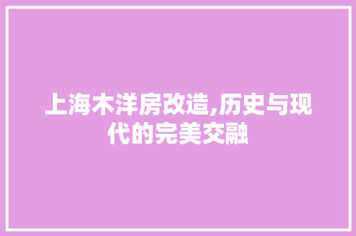 上海木洋房改造,历史与现代的完美交融