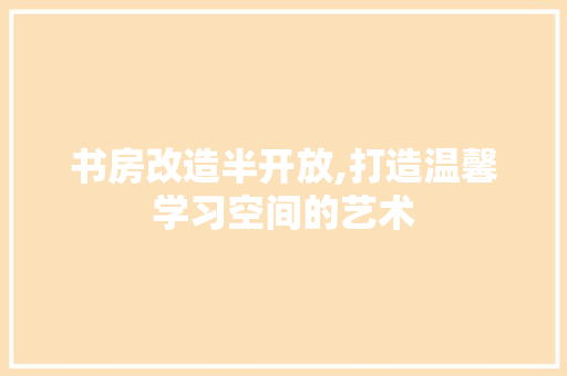 书房改造半开放,打造温馨学习空间的艺术