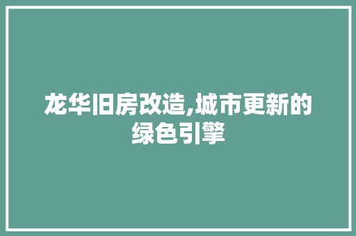 龙华旧房改造,城市更新的绿色引擎