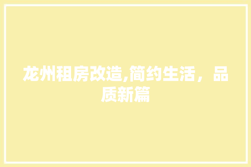 龙州租房改造,简约生活，品质新篇