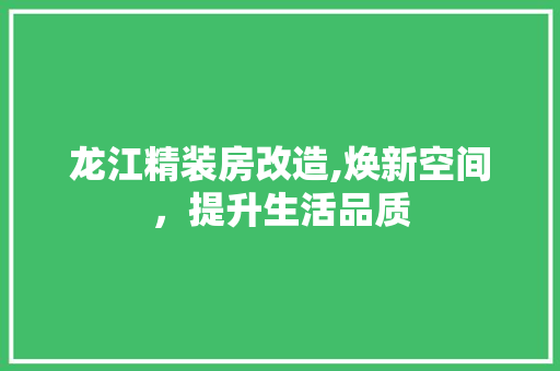 龙江精装房改造,焕新空间，提升生活品质