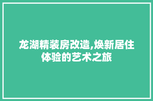 龙湖精装房改造,焕新居住体验的艺术之旅