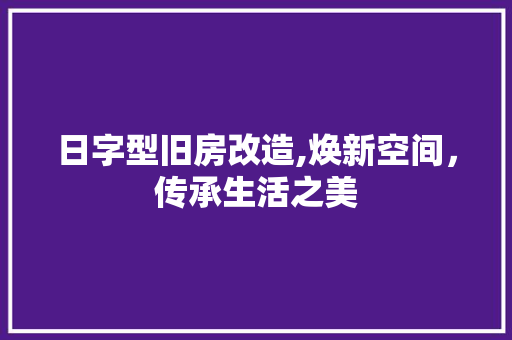 日字型旧房改造,焕新空间，传承生活之美