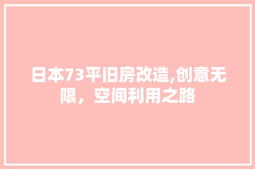 日本73平旧房改造,创意无限，空间利用之路