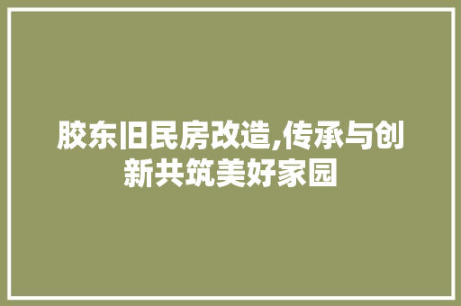 胶东旧民房改造,传承与创新共筑美好家园