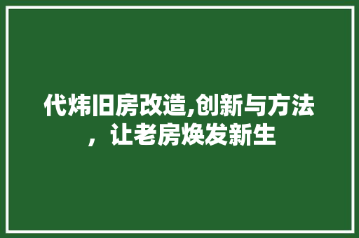 代炜旧房改造,创新与方法，让老房焕发新生