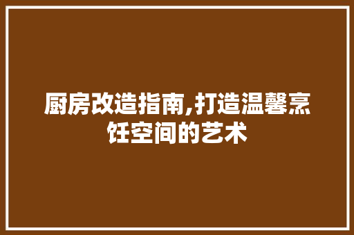 厨房改造指南,打造温馨烹饪空间的艺术