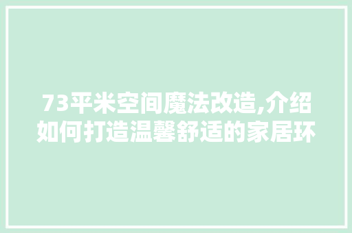 73平米空间魔法改造,介绍如何打造温馨舒适的家居环境 装修材料