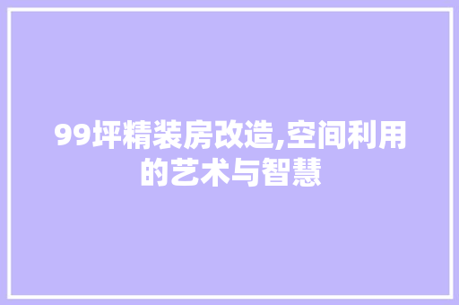 99坪精装房改造,空间利用的艺术与智慧