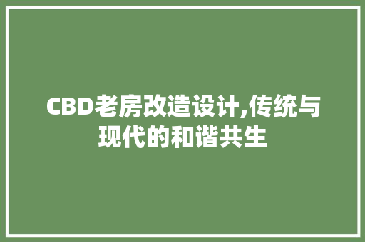 CBD老房改造设计,传统与现代的和谐共生