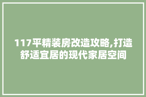 117平精装房改造攻略,打造舒适宜居的现代家居空间