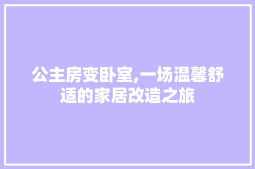 公主房变卧室,一场温馨舒适的家居改造之旅